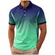 thumbnail image 4 of Ceisia Men's Blue Green Gradient Polo Shirts, Regular Fit Short Sleeve Turndown Collar Casual Summer Tops Gifts, 4 of 5