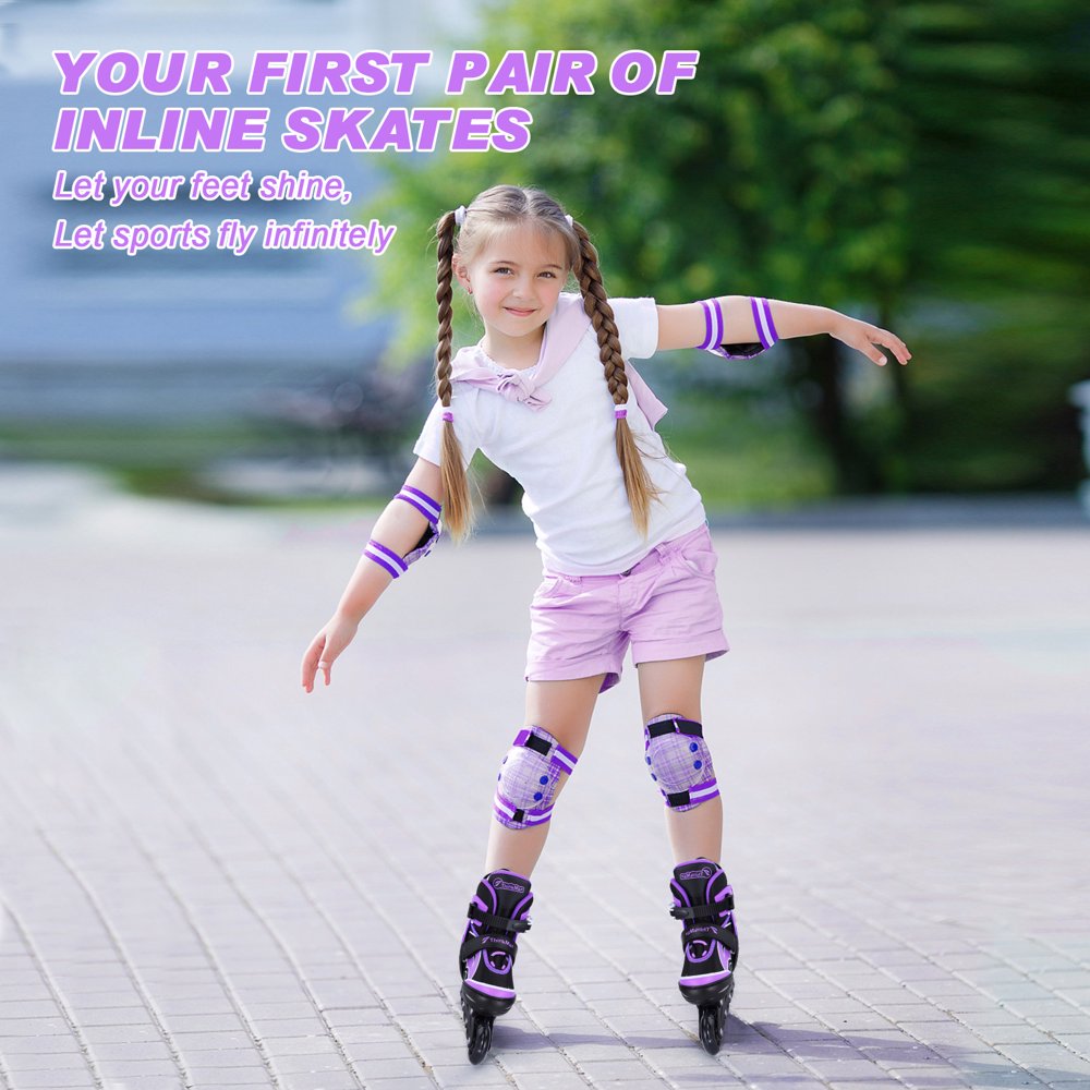 Rollers En Ligne Réglables Enfants – Patins à Roues Lumineuses, 4 Tailles Ajustables, Protection Complète, Idéal Débutants Filles Garçons