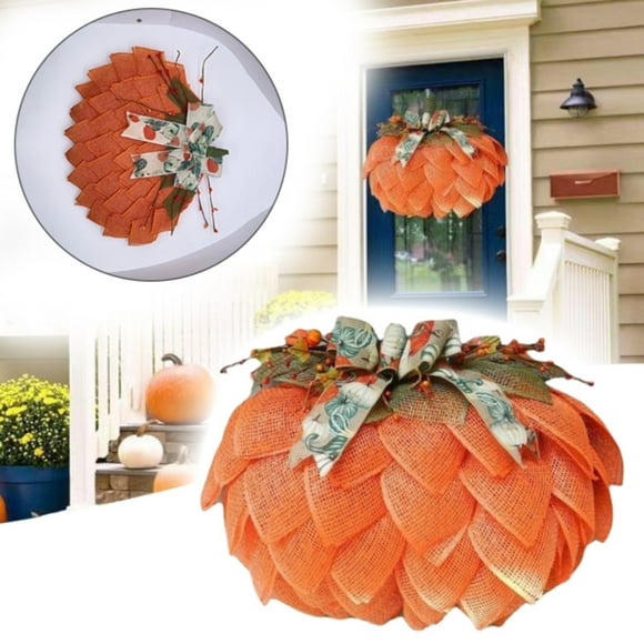 AKEGAMN Clearance! Simulation Pumpkin Wreath For Thanksgiving Simulation Pumpkin Wreath For Thanksgiving, Halloween Pumpkin Decor For Door, Autumn Garden Pumpkin Wreath, Fake Pumpkin Wreath For Home