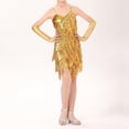 thumbnail image 5 of Sgkm Girls Dresses Vintage Sequins Fringe Party Dress with Gloves Latin Dance Girls Clothes Performance Costume, 5 of 7
