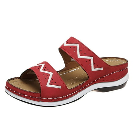 

Womens Splicing Slope Heel Open Toe Slippers Shoes Comfy Sandals Casual Comfortable Beach Sandals Open Toe Slide Sandals Comfortable Flats Flip-Flops Casual Platforms Heeled Wedge Sandals A87