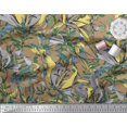 thumbnail image 3 of Soimoi Brown polyester Crepe Fabric Leaves & Floral Decor Fabric Printed BTY 42 Inch Wide, 3 of 3