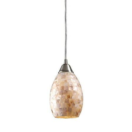 Capiz Pendant - Elk Lighting Capri Pendant in Satin Nickel and Capiz Shell