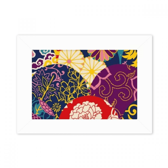 Flowers Dots Pattern Chinese Japanese Style Asia Photo Mount Frame Picture Art Painting Desktop 5x7 inch