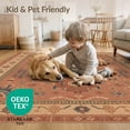 thumbnail image 4 of ODIKA 8'x10' Navy Terracotta Tribal Pattern Decor Washable Area Rug Intricate Geometric Design with Floral Accents Durable, Non-Slip for Living Room, Under Sectional, Family, 4 of 7
