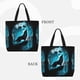 thumbnail image 2 of Fotbe Blue Full Moon Wolf Bolsa Tote con Estampado para Mujer, Bolsos con Cremallera, Bolsa de Hombro Casual de Gran Capacidad con Bolsillos Internos, 2 of 7