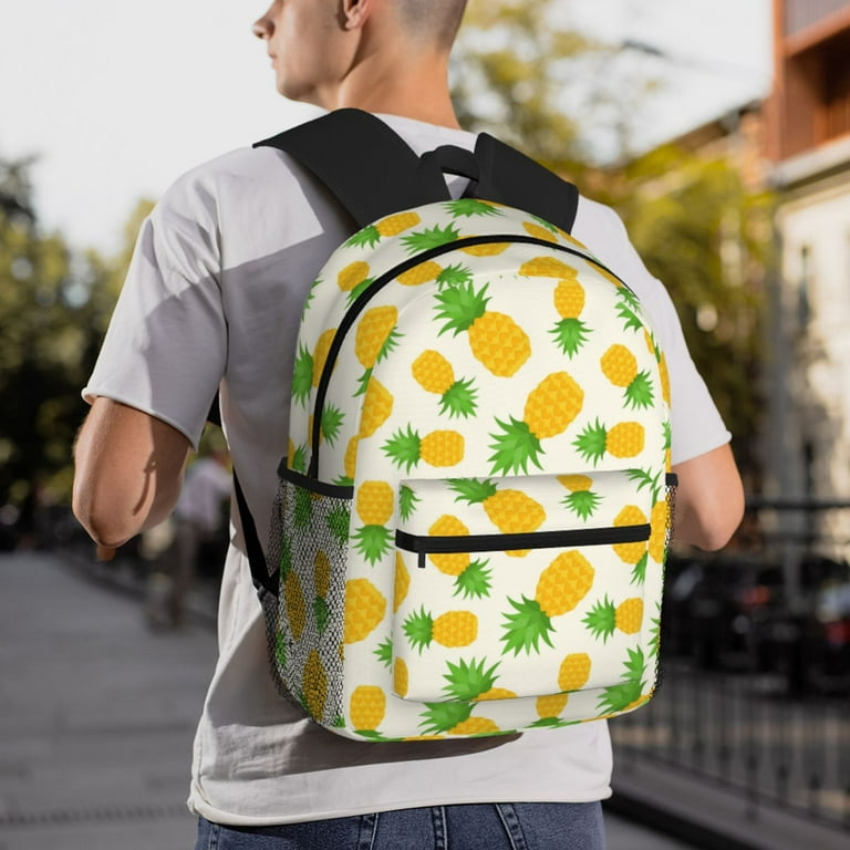 Cute Pineapple Print Backpack Casual Bookbag Lightweight Large Capacity Laptop Daypack Shoulder Bag for Travel