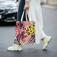 thumbnail image 2 of DouZhe Reusable Grocery Bags, Pink Zebra Leopard Tiger Stripes Lightweight Polyester Canvas Cloth Tote Bag for Travle Gym Shopping School, 15" x 16", 2 of 7