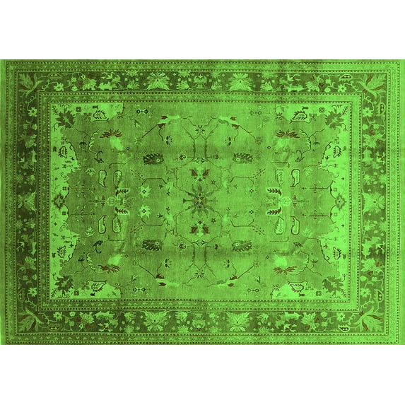 Ahgly Company Indoor Rectangle Oriental Green Industrial Area Rugs, 6' x 9'