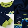 thumbnail image 4 of Odeerbi Infant Boys Girls Sweater Cute Winter Thermal Knit Crewneck Sweater Children's Soft Cotton Outerwear Pullover Sweater Infant Clothes Dark Blue, 4 of 7