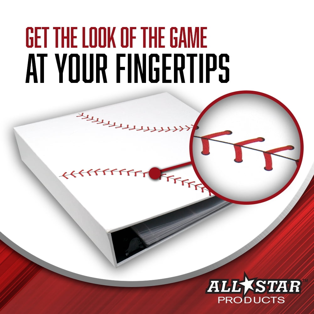 Baseball Card Binder with 50 Transparent Sleeves | Baseballz Texture by All Star Products | Real Football Look & Feel | Patented 3-Ring Album for Trading Card Protection