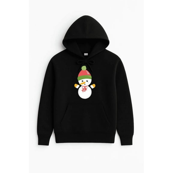 Christmas Snowman Bow Hat Carrot Nose Cute Winter Holiday Cartoon Hoodie Shirt, up to size 5XL