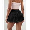 thumbnail image 3 of FEOYA Women's Y2K Lace Mini Skirt Ladies Layered Mini Skirt High Waist Ruffle Boho Skirt Micro Mesh Tiered Skort A Line Streetwear Skirts M, 3 of 7