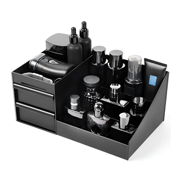 Hoosue Countertop Cologne Stand Shelves, Perfume Organizer, Perfume Rack, Dresser Organizer, (Black, White)