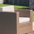thumbnail image 3 of Noble House Puerta Outdoor Swivel Club Chair and Fire Pit Set in Brown, 3 of 11
