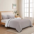 thumbnail image 5 of Twin XL Quilt Set 68''x98'', Beige Ombre Lightweight Summer Bedspread Coverlet Set with 2 Pillow Shams, White Gradient Modern Abstract Art Breathable All Season Quilt Bedding for Dorm/Guest Room, 5 of 9