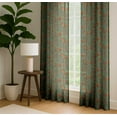 thumbnail image 4 of Vargottam Cotton Rod Pocket/Back Tab Curtains - 96" Floor-Length Drapes for Long Doors or Large Windows - Light Filtering, 3-in-1 Header - Set of 2, 52"x96" - Floral Motif Print (Green), 4 of 8