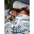 thumbnail image 6 of Full Size Flat Sheet Only, Blue Coastal Soft Brushed Microfiber Bed Sheets, Starfish Sea Turtle Coral Nautical Beach Hotel Quality Breathable Bedding Top Sheet, Easy Care, 66"x102", 6 of 9