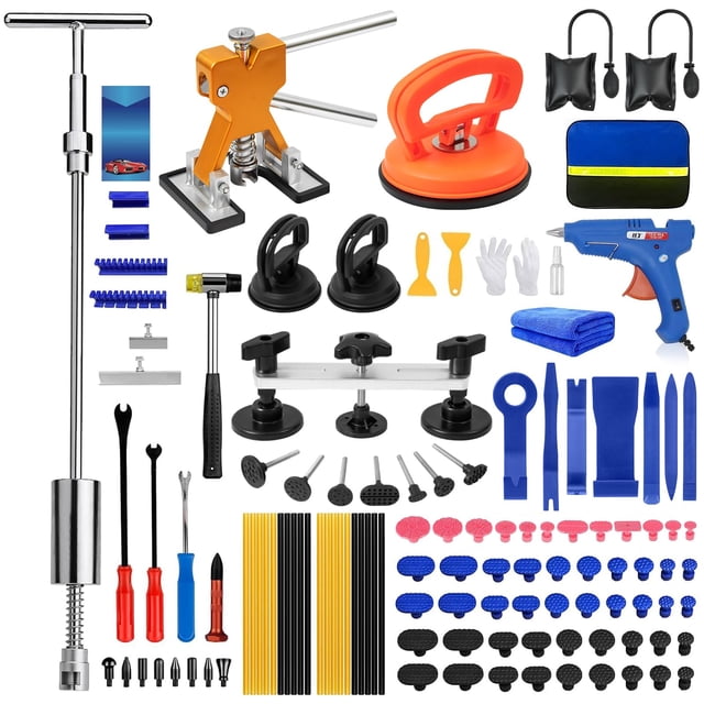 Kit extractor de abolladuras DIQDI 129 piezas para eliminar abolladuras con barra en T y puente