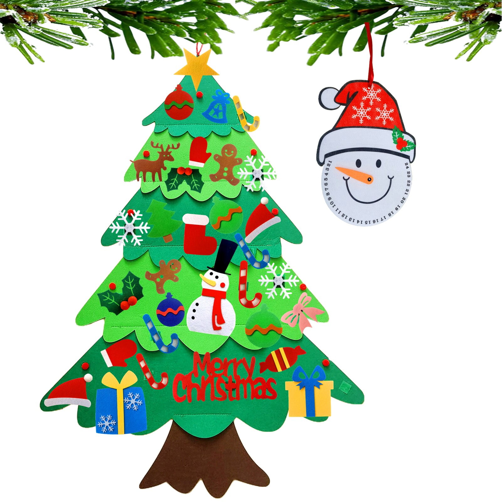 Felt Christmas Tree for Kids, Wall Hanging with 32pcs Ornaments 3ft DIY