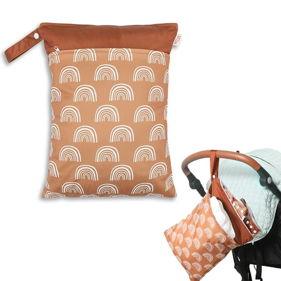 Wet Dry Bags for Baby Cloth Diapers, Waterproof Reusable Wet Bag with Two Zippered Pockets, Beach Pool Gym Bag Stroller Yoga Toiletries Daycare Organizer for Swimsuit Wet Clothes