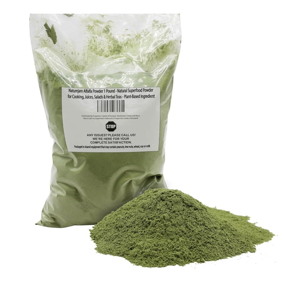 Naturejam Alfalfa Powder 1 Pound - Natural Superfood Powder for Cooking, Juices, Salads & Herbal Teas - Plant-Based Ingredient