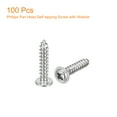 thumbnail image 3 of ST4x20x8mm Phillips Pan Head Self-tapping Screw with Washer, 100pack 304 Stainless Steel Wood Screw (Silver), 3 of 6