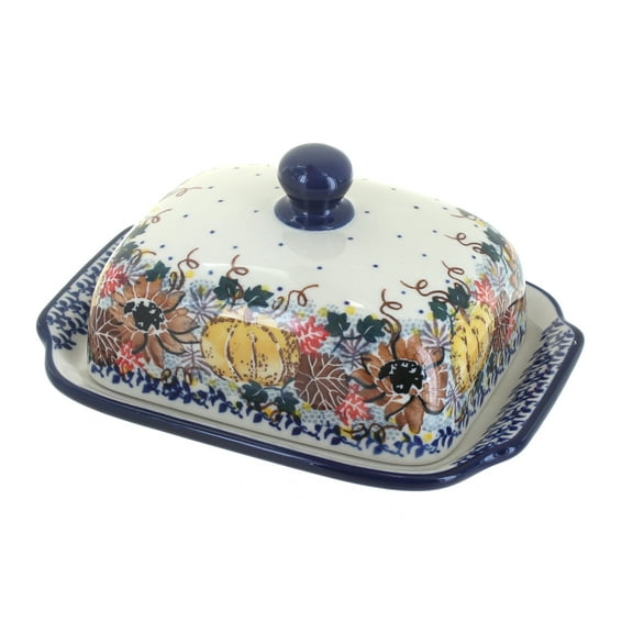 Blue Rose Polish Pottery Harvest Bounty Butter Dish