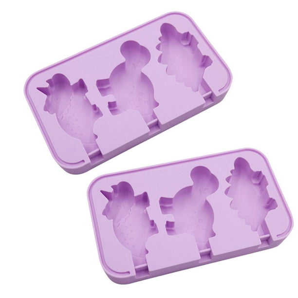 Paletas De Silicona Moldes De Helado De Animales De 3 Cavidades Con 12 Palos Para Helado Casero Diy 2 Uds Moldes Minnieouse HA036619-00