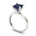 thumbnail image 2 of Solitaire Engagement Ring for Women - 1.5ct Simulated Blue Sapphire in 14K White Gold Promise Ring, 2 of 6