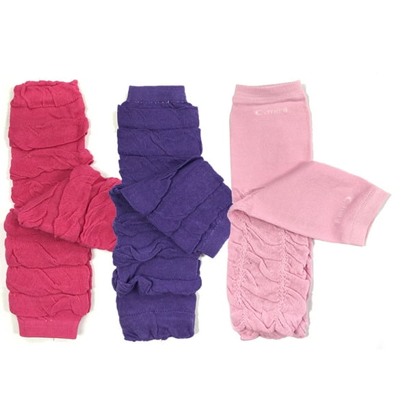 Wrapables® Baby 3-Pair Leg Warmers O/S Ruched Pink and Purple