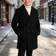 thumbnail image 3 of Auroural Boys Wool Blend Peacoat Kids Casual Trench Coat Fall Winter Long Coat Overcoat with Pockets Boys Long Overcoat Double Breasted Lapel Warm Winter Outerwear Coat 1-15 Years, 3 of 9