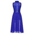 thumbnail image 3 of DPOIS Women Lyrical Dance Dress Leotard Morden Ballet Dancewear Royal Blue S, 3 of 7