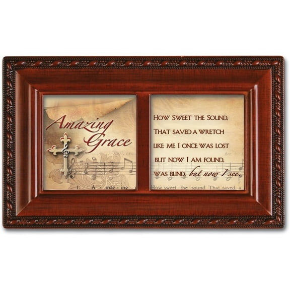 Amazing Grace Cottage Garden Inspirational Woodgrain Petite Music Box Plays Amazing Grace