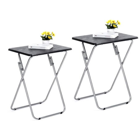 Casa Medallion Trays - HOMY CASA Folding TV Trays 2 Pcs Small Snack Metal Dinner Tray Side Table Black