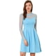 thumbnail image 1 of Vestido corto de una línea de fiesta de patinadora transparente de malla con lunares de corazón Allegra K Azul claro M, 1 of 6