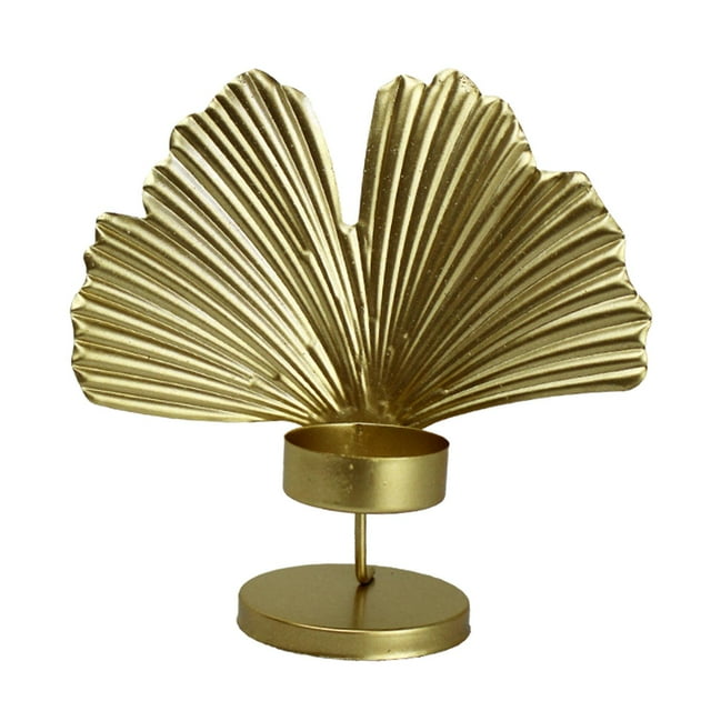 GUOOL Decoration Leaf Candlestick Wrought Iron Candle Holder Leaf Model Crafts Living Golden C