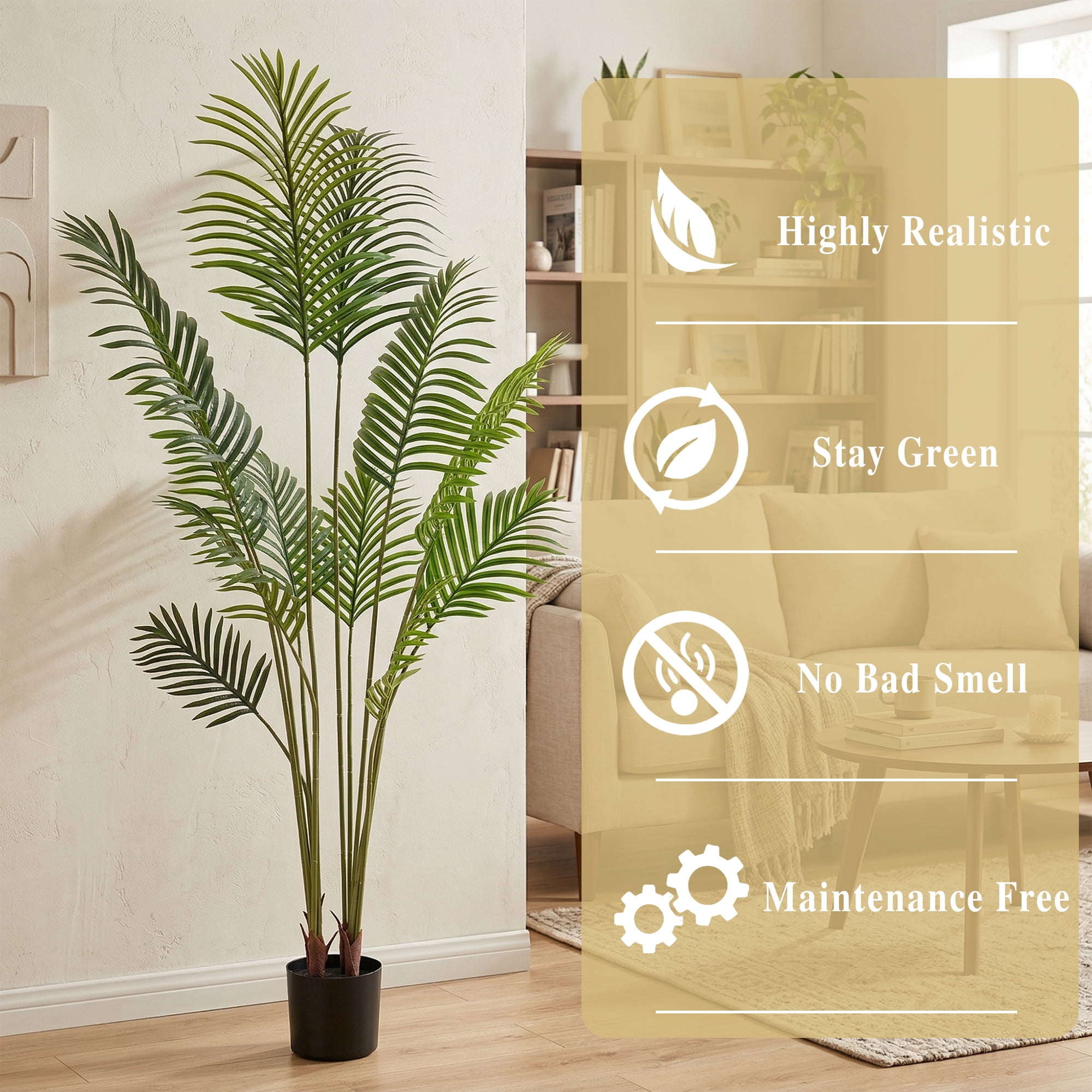 Easy4Home 5.3FT Artificial Plant Fake Tropical Palm Tree Potted Indoor Faux Floor Plant for Home Office Decor