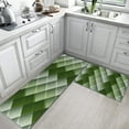 Kitchen Rugs and Mats Non Skid Washable Set of 2, Green Dot Geometric