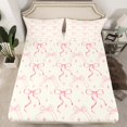 thumbnail image 2 of jejeloiu Cute Bowknot Queen Sheet Sets,Ribbon Bow Flat Sheet,Pink Yellow Stars Queen Fitted Sheet For Girls,Super Cozy Bedroom Decor,4pcs, 2 of 7