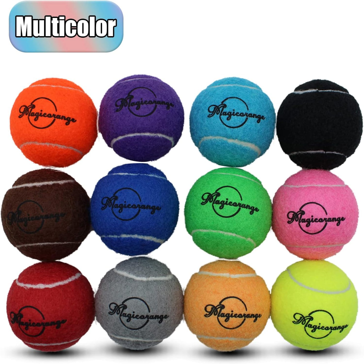 Magicorange Tennis Balls 60 Pack, 2.58 Inch Advanced Training Practice Balls for Beginner and Pet Dog Playing Balls, Multicolor