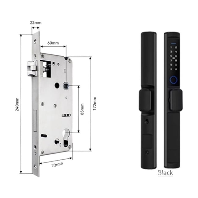Door Lock, Waterproof Tuya Fingerprint Locks Round Handle Electronic Smart Sliding IC Card Code Lock For Aluminum Glass Push Pull Door ,Easy to Install