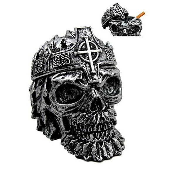 Ebros Greenman King Skull Ashtray 4.25"L Cigarette Ash Tray Collectible Celtic