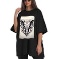 thumbnail image 4 of Plus Size Shirt for Women Black Tops for Women Short Sleeves Shirt for Women Elephants T Shirt Crewneck Shirt for Women 5XL, 4 of 5