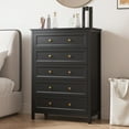 thumbnail image 3 of DIYART 5 Drawer Dresser for Bedroom, 42" Tall Chest of Drawers with Golden Handles, Modern Wooden Bedroom Storage Cabinet for Living Room and Closet, Black, 3 of 7