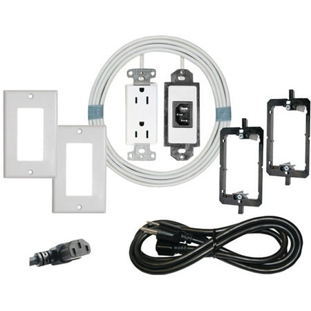 Midlite PJW-7R2 Power Jumper HDTV Power Relocation Cable with Old Work Device Wall Mounting Brackets
