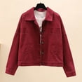 thumbnail image 5 of iHPH7 Jean Jacket Women Womens Shacket Womens Jackets Casual Fall Jackets Cargo Jacket Jean Outfits for Women Fall Clothes Wine L, 5 of 5