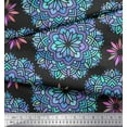 thumbnail image 3 of Soimoi Gray Poly Georgette Fabric Blue Mandala Fabric Prints By Yard 42 Inch Wide, 3 of 3