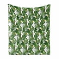 thumbnail image 1 of Island Party Soft Flannel Fleece Throw Blanket, Tropical Plants Giant Banana and Coconut Palm Leaves with Hibiscus Blooms, Cozy Plush for Indoor and Outdoor Use, 60" x 80", Green Yellow, by Ambesonne, 1 of 6