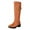 Yellow, variant on Knee High Riding Boots Women Vintage Leather Buckle Strap Chunky Heel Dress Long Boots Side Zipper Round Toe Tall Motorcycle Boots Yellow 9